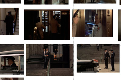 Screen captures from the baptism/murder sequence of The Godfather, dir. F. F. Coppola