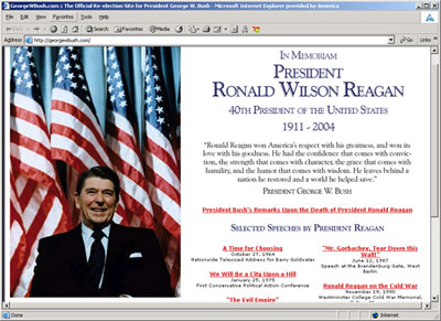 the bush-cheney campaign site splash page