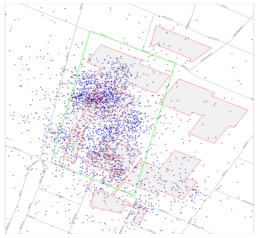 Map of discovered remains from the WTC site, prepared by the FDNY and the NYTimes