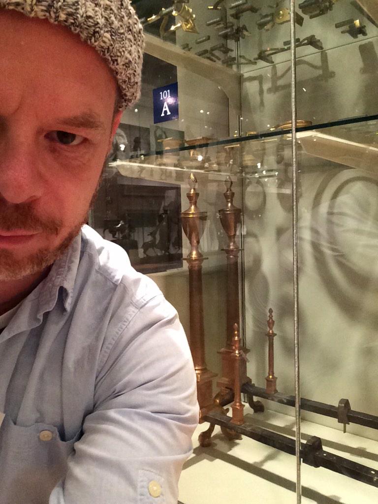 soulellis museum selfie with andirons at met museum