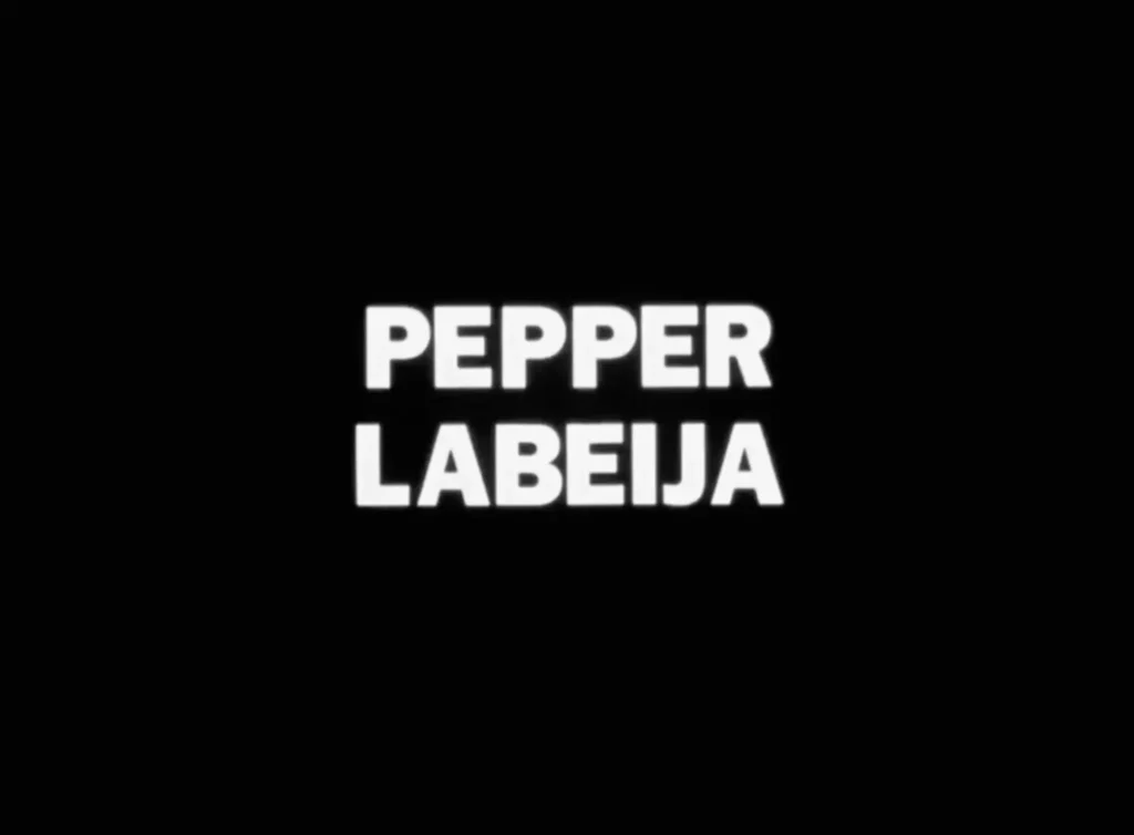 in this title card from paris is burning, pepper labeija's name is presented in all caps all white in the center of a field of black. via paul soulellis's what is queer type project