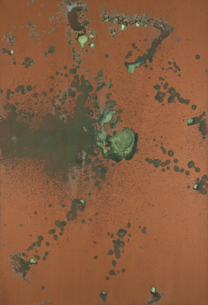 warhol oxidation painting but turned the opposite side up from the one above. via skarstedt 2025